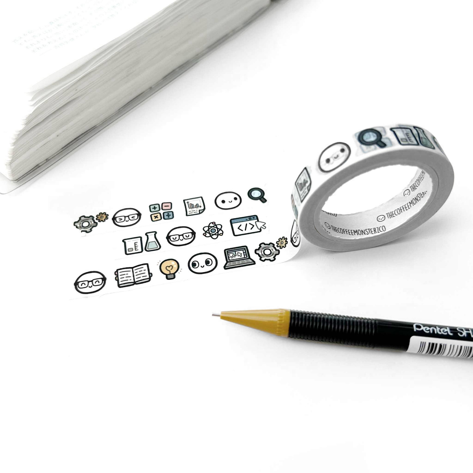 NEW The Coffee Monsterz Co TCMC Nerdy Emoti Heads 10mm Washi Tape, 2025 Q3 Sub