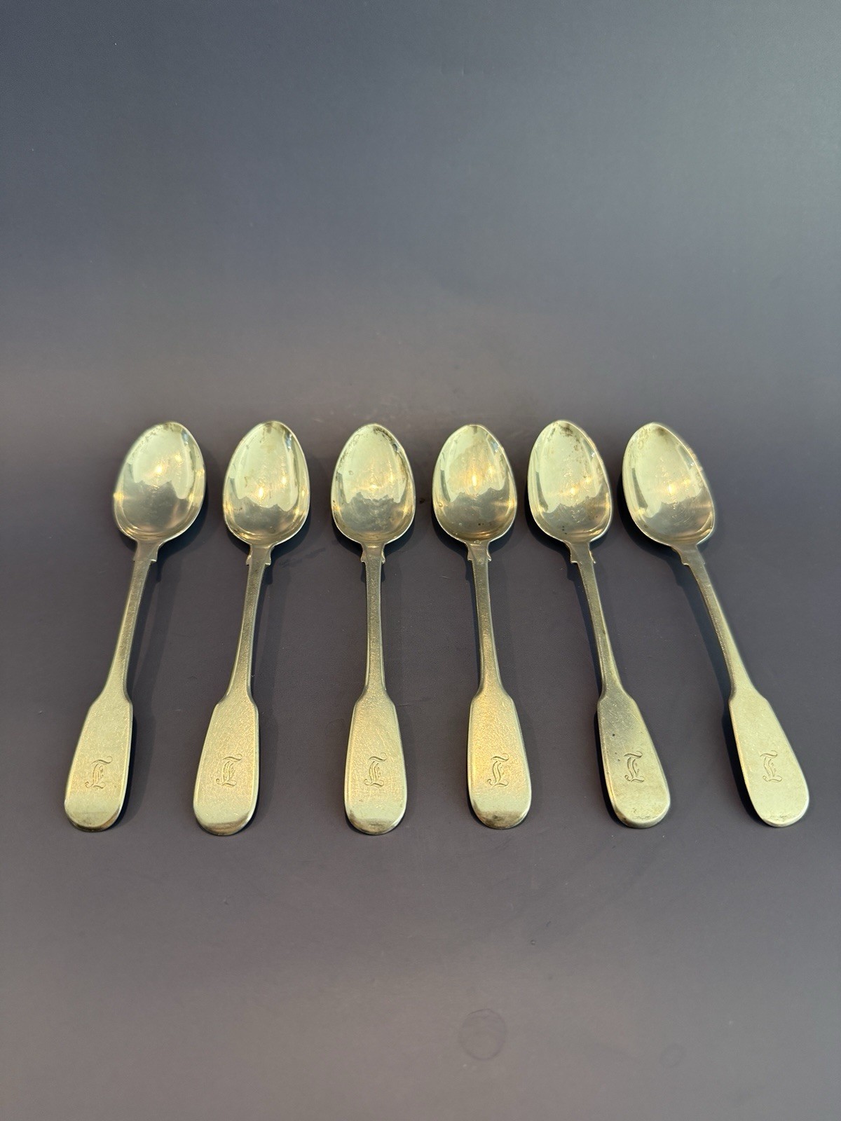 Rare Antique 19th Century Sterling Silver Spoons - Set of 6 Rare Antique 19th Century Sterling Silver Spoons - Set of 6