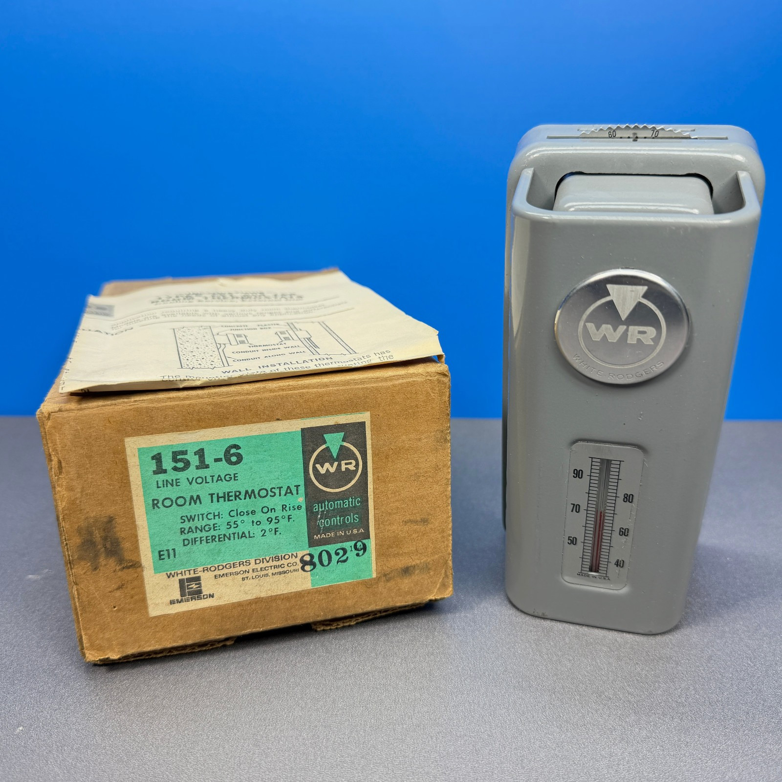 WHITE RODGERS WHITE-RODGERS ROOM THERMOSTAT 151-6 LINE VOLTAGE 151 6 VINTAGE USA WHITE RODGERS WHITE-RODGERS ROOM THERMOSTAT 151-6 LINE VOLTAGE 151 6 VINTAGE USA