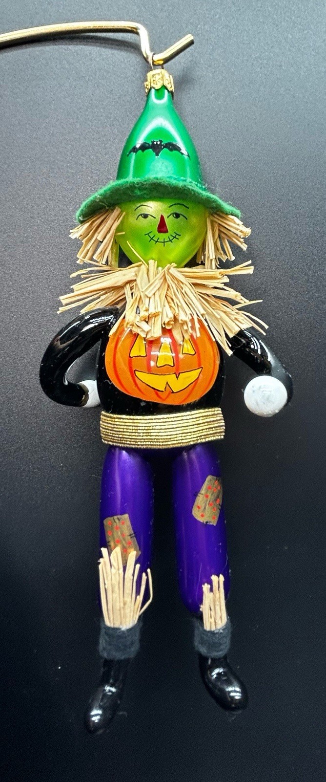 Vintage Christopher Radko 1998 Field Friend Scarecrow Halloween Glass Ornament