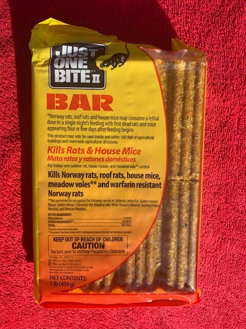 Rat Rodent Mice Mouse Vol Bait In & Out New Bar 1 lb 16 oz Just One Bite & Gone