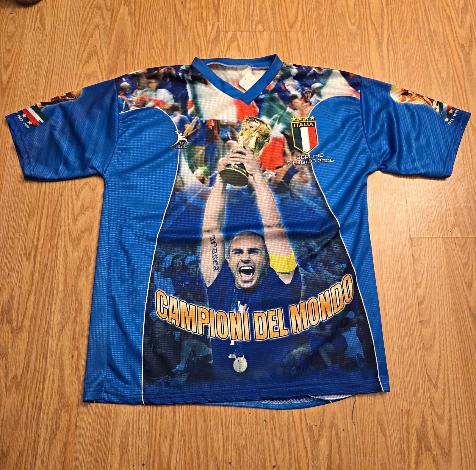 Italy National Team Campioni del Mondo 2006 Soccer Jersey Shirt Blue XL
