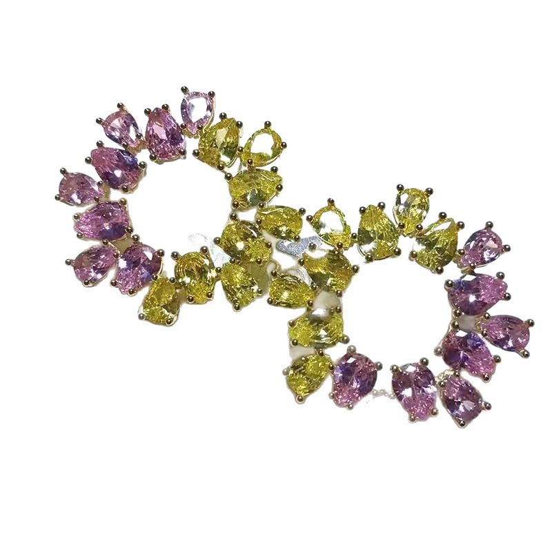 Swarovski Pear-Cut Crystals, Yellow and Pink Two-Color Design