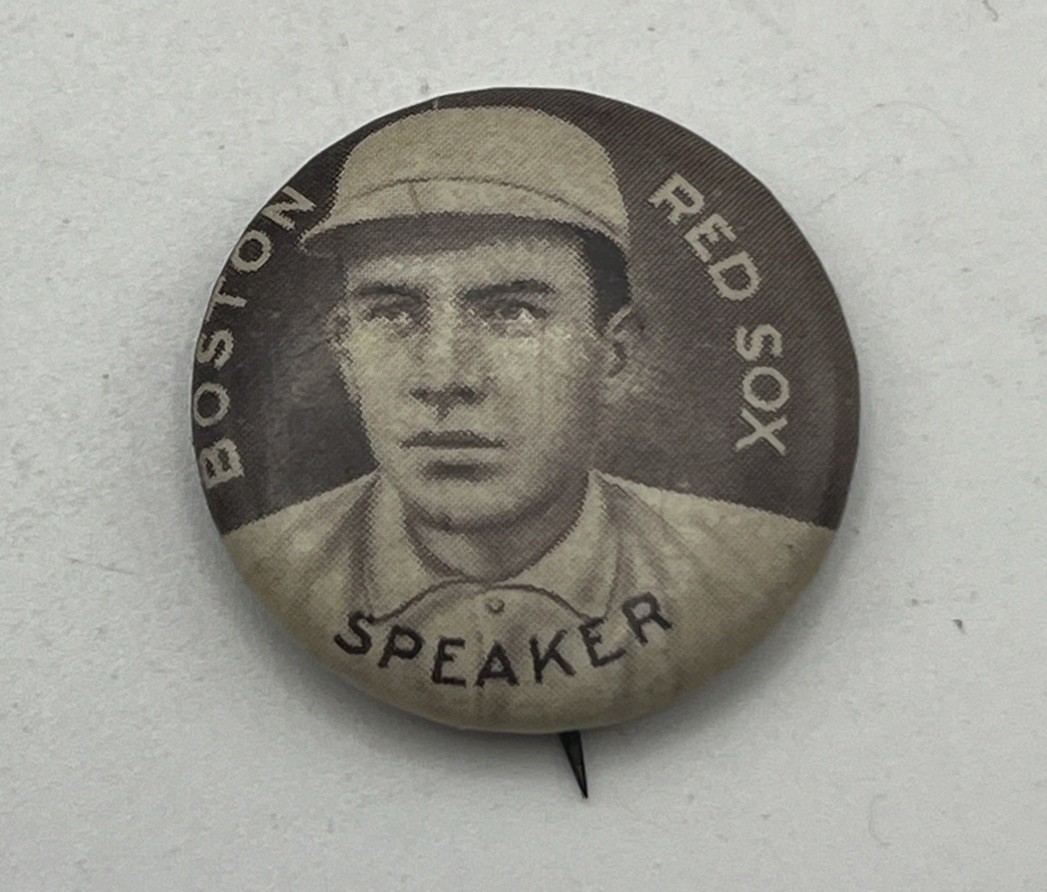 1910-12 Sweet Caporal P2 Pin TRIS SPEAKER Boston Red Sox HOF - With Back Paper