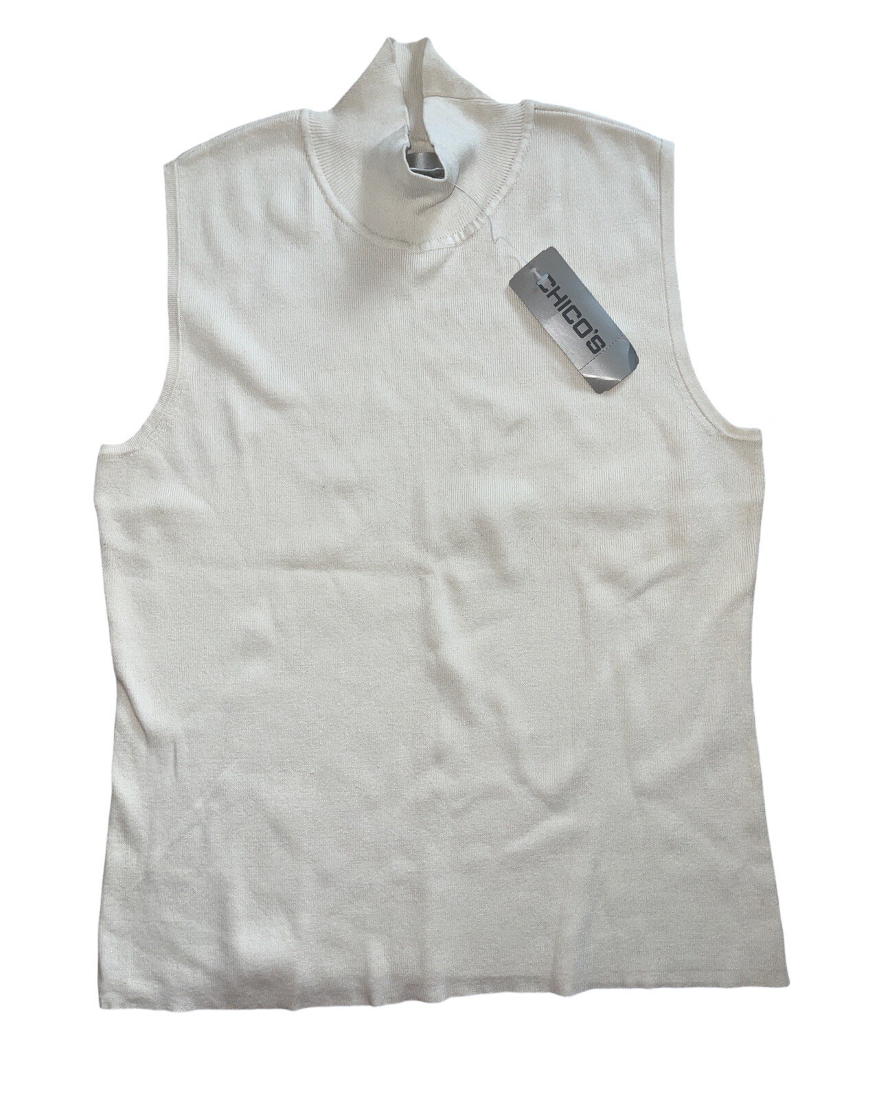 NEW CHICO’S Woman’s Paxos Sleeveless Smocked Sweater Top Winter White sz 1 NEW CHICO’S Woman’s Paxos Sleeveless Smocked Sweater Top Winter White sz 1