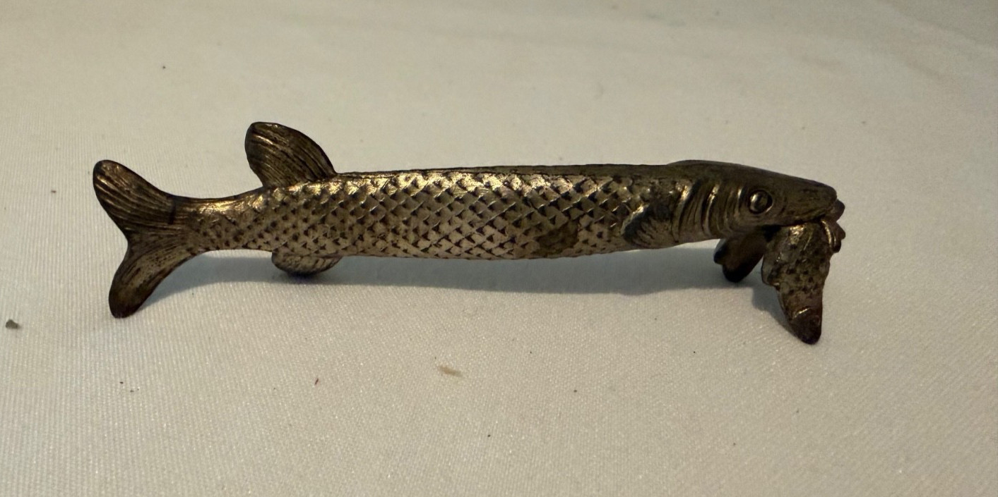 Vintage French Art Deco Pike Fish Knife Rest Solid Metal Porte Couteau France