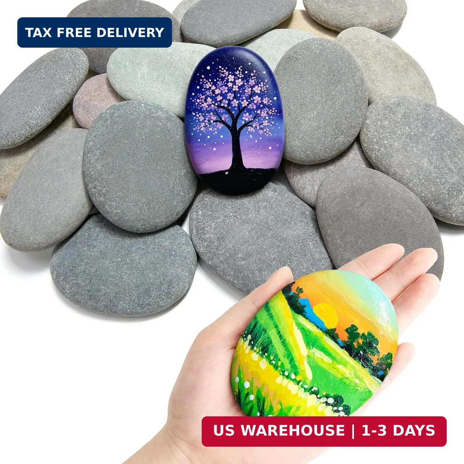 Simetufy 30Pcs Large Rocks for Painting 3.3-4.5Inch Natural River Stones | for D Simetufy 30Pcs Large Rocks for Painting 3.3-4.5Inch Natural River Stones | for D