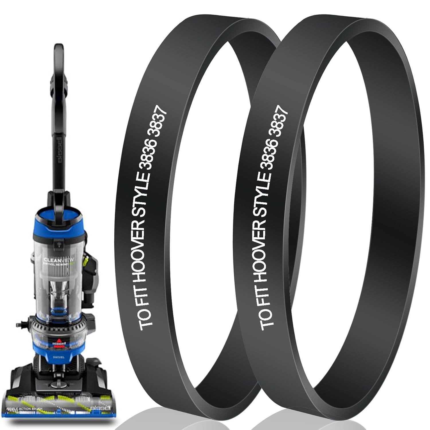 2 Pack Vacuum Belts for Bissell CleanView Swivel Rewind Pet 3832 3836