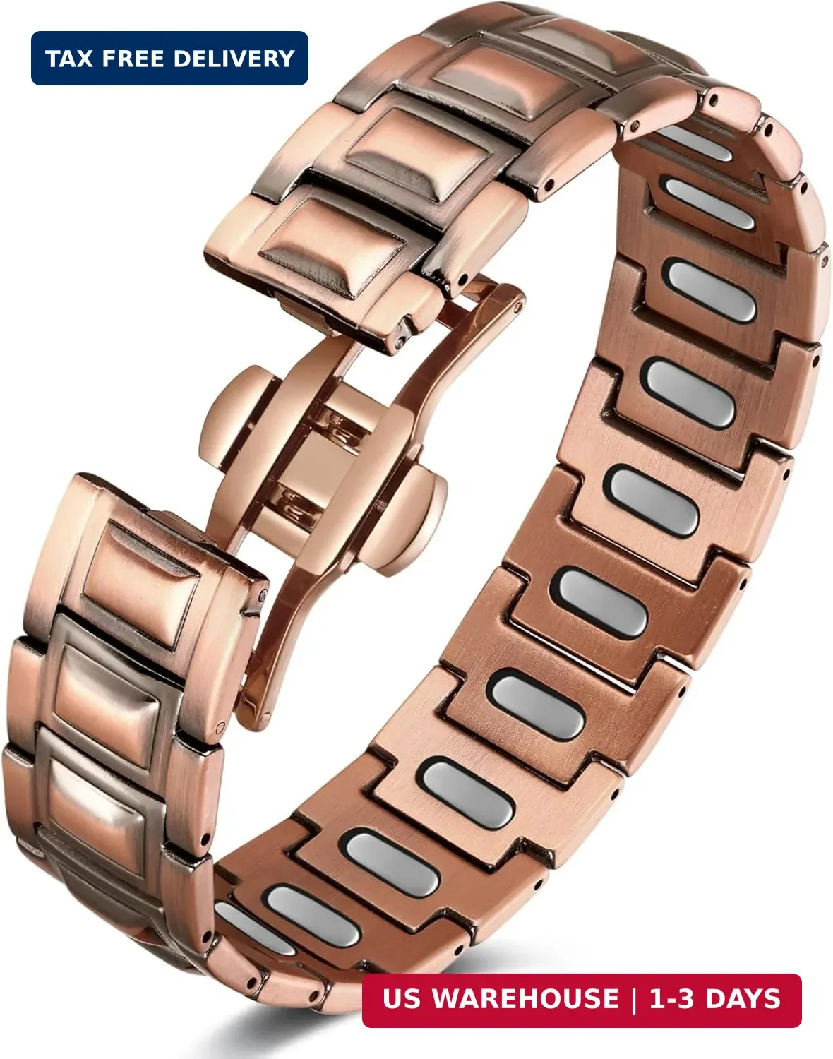Copper Magnetic Therapy Bracelet for Men with 5X Strength Magnets,99.99% Pure Co