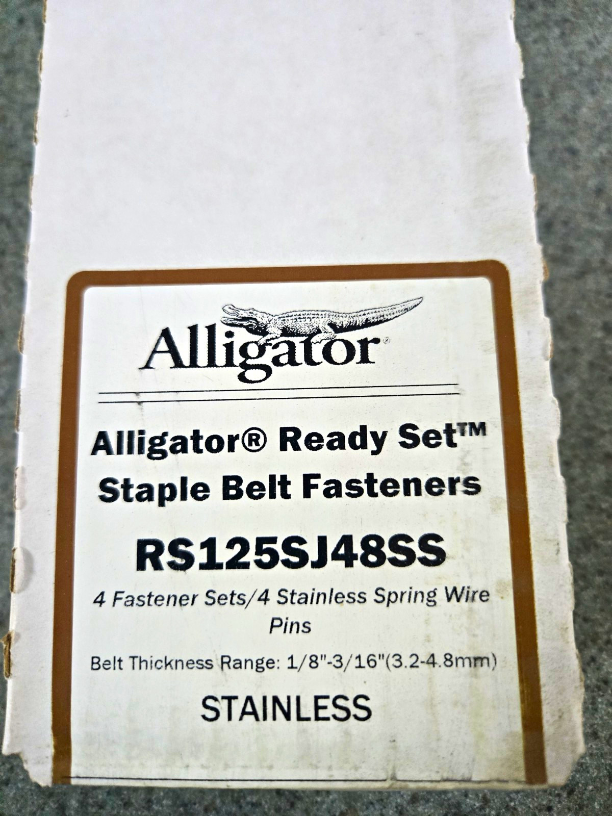Alligator Ready Set Staple Belt Fasteners RS125SJ48SS Stainless Steel