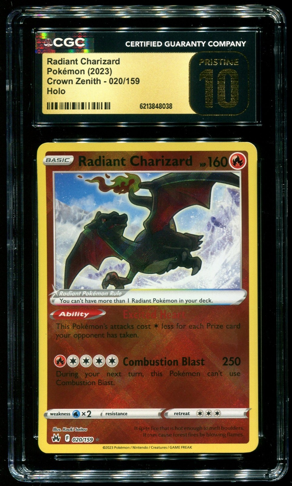 CGC Pristine 10 Radiant Charizard Holo Crown Zenith 2023 Pokemon Card #020