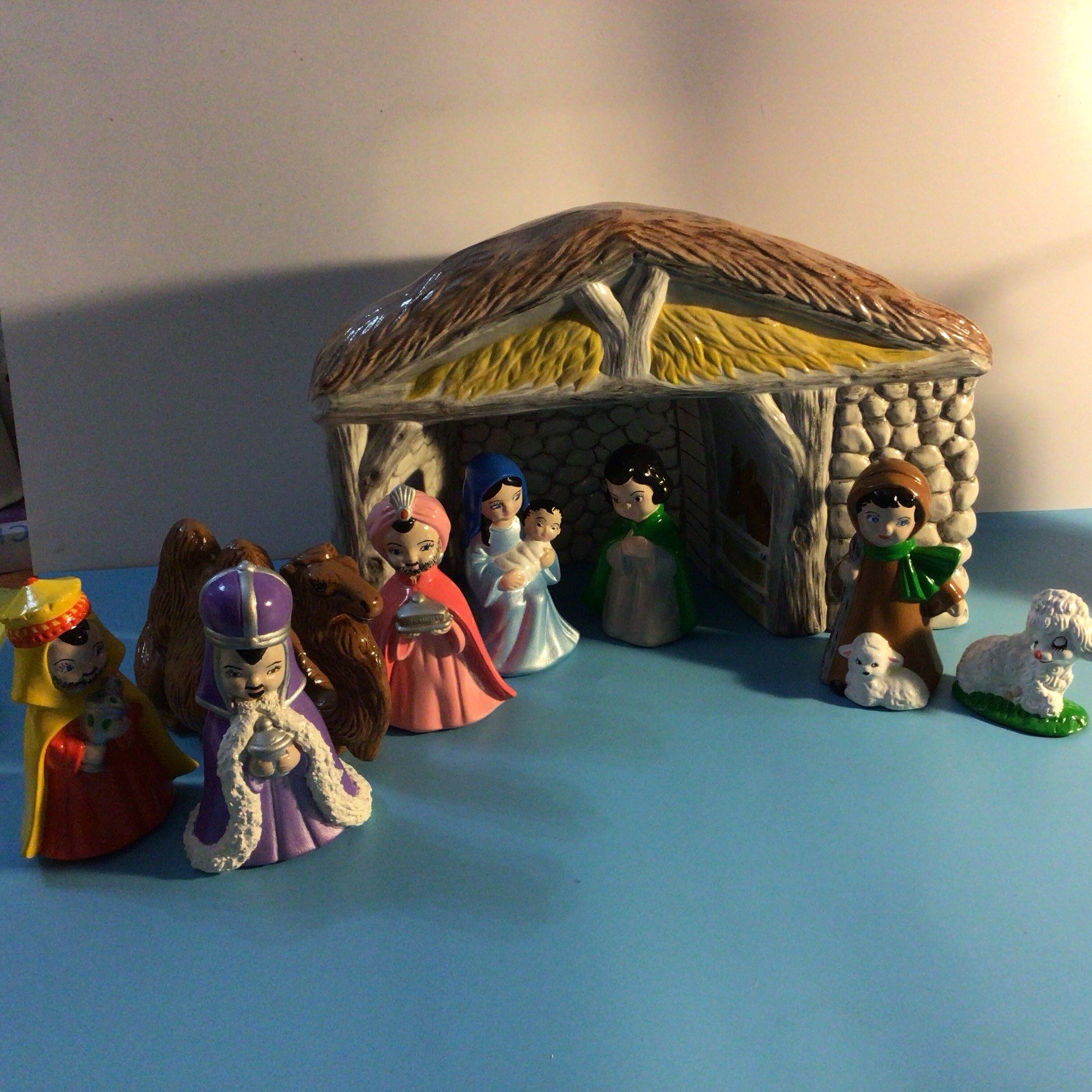 Ceramic Nativity 1977 Retired Macky Molds Vintage Christmas Stable Figurines Ceramic Nativity 1977 Retired Macky Molds Vintage Christmas Stable Figurines