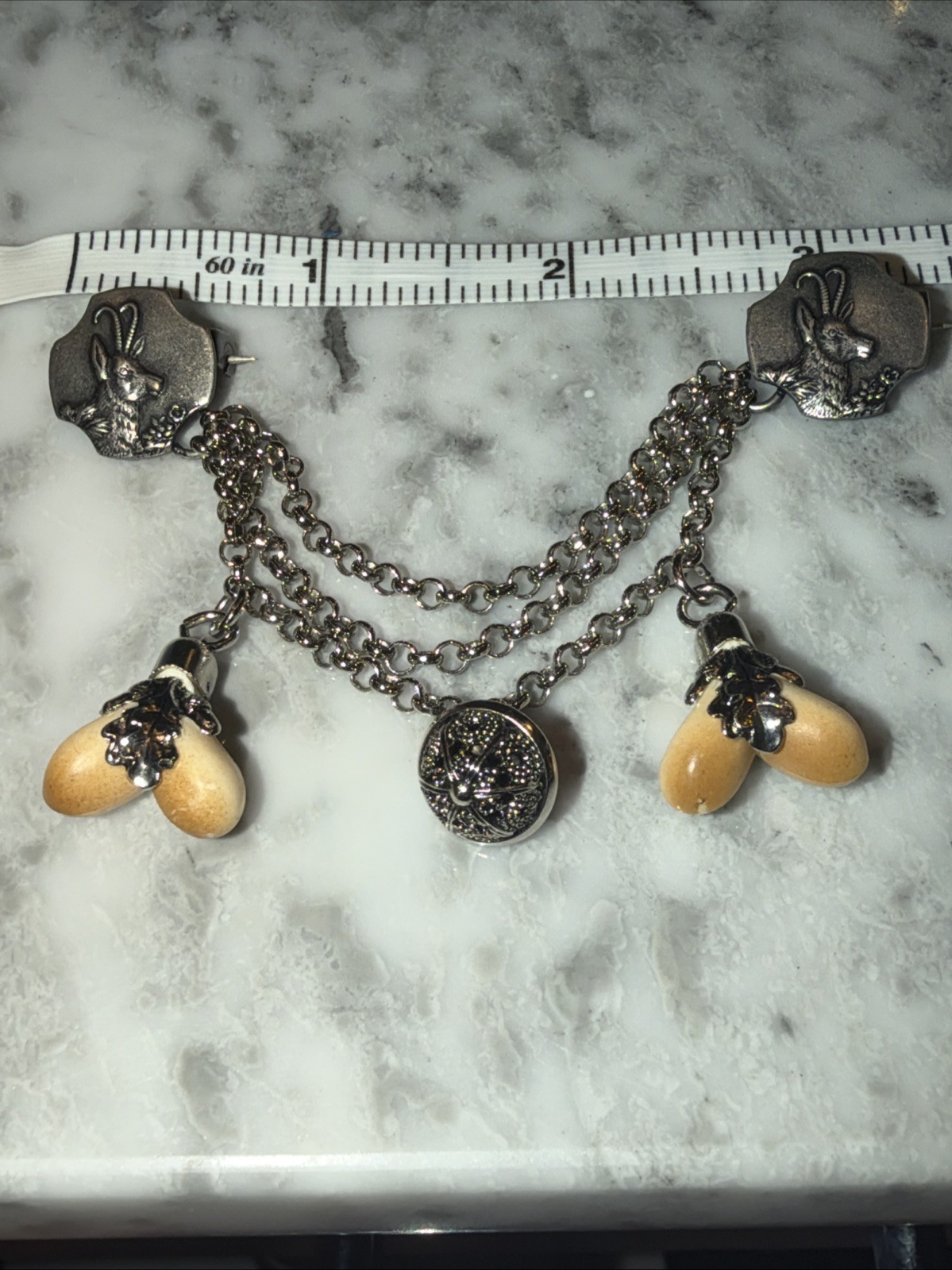 Vintage Bavarian/Alpine Charivari Double/Brooch