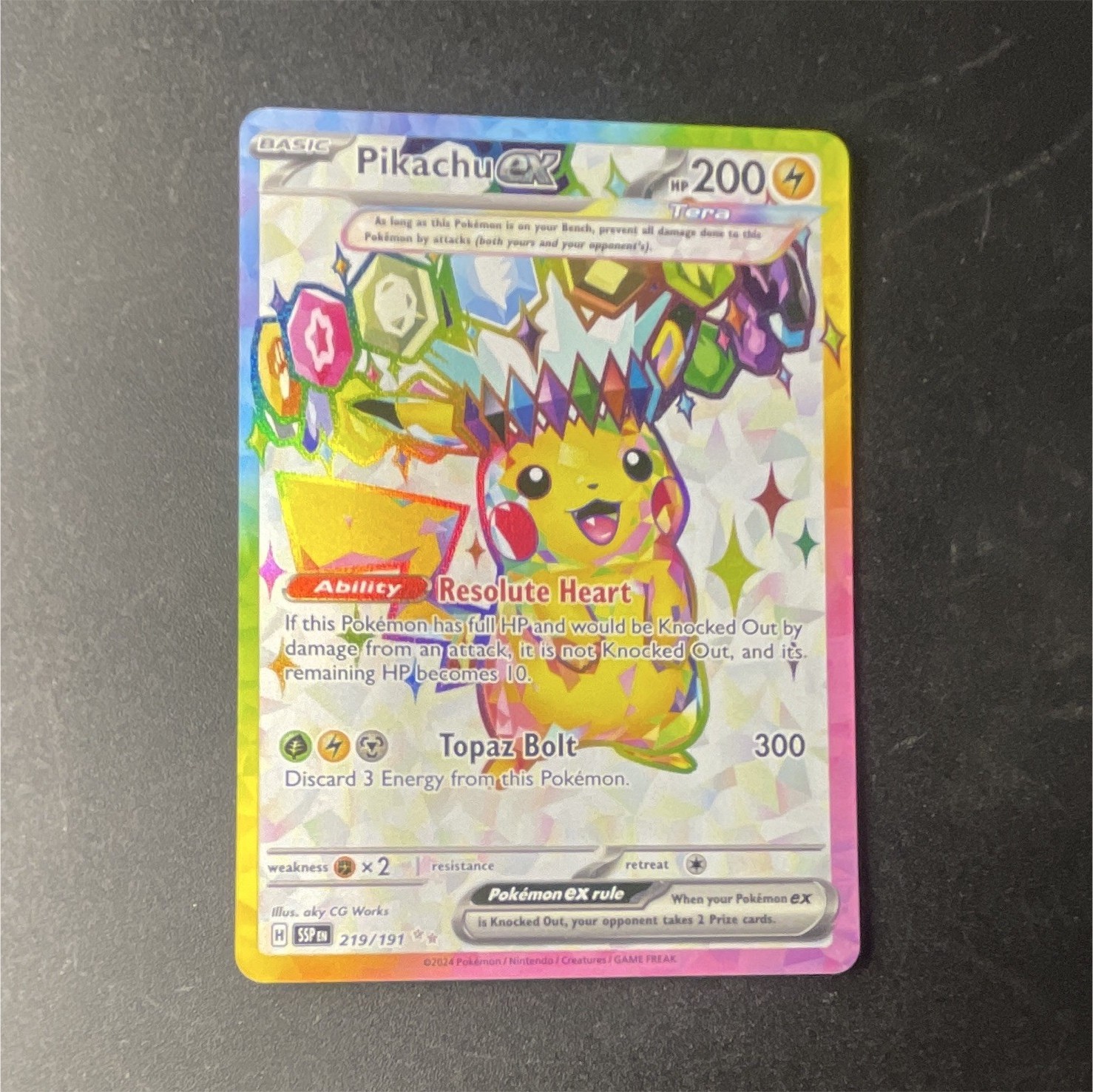 Pokemon Pikachu ex 219/191 Sv08 Surging Sparks Ultra Rare Full Art Holo Pokemon Pikachu ex 219/191 Sv08 Surging Sparks Ultra Rare Full Art Holo