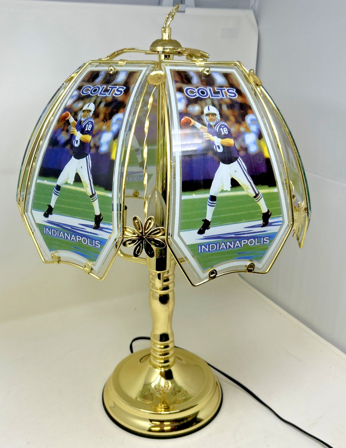 Vintage Peyton Manning Indianapolis Colts Glass Touch Lamp 22” NFL MVP OMAHA