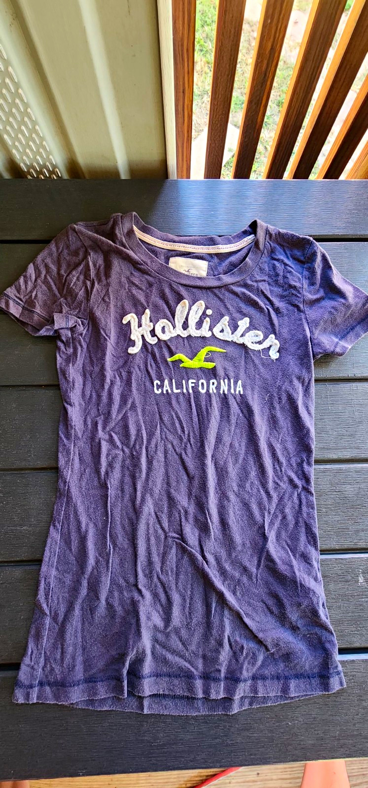 Hollister Women\'s XS Gray Crew Neck Short Sleeve Embroidered California Tee