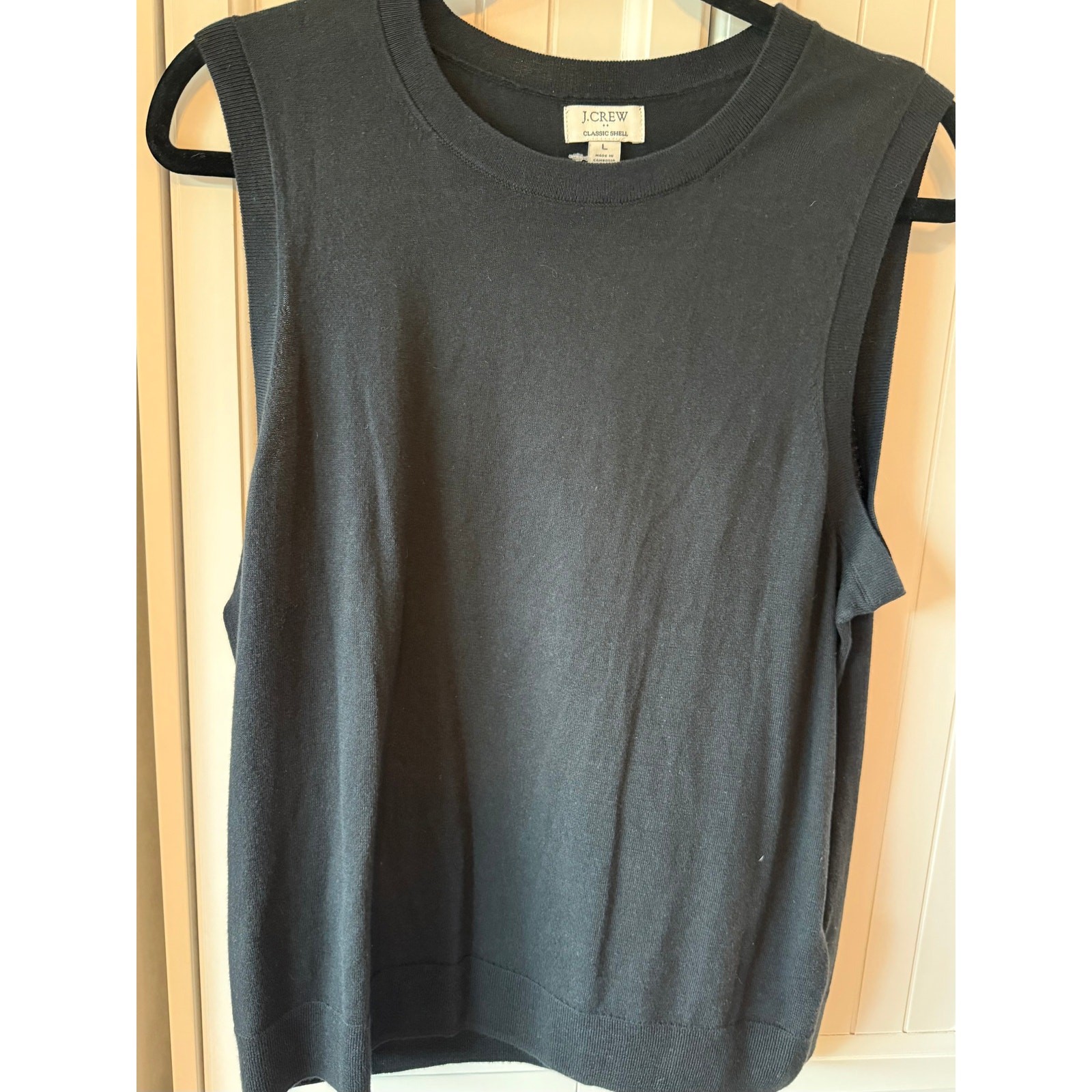 J.Crew 100% cotton sleeveless sweater shell black sz Large NWT