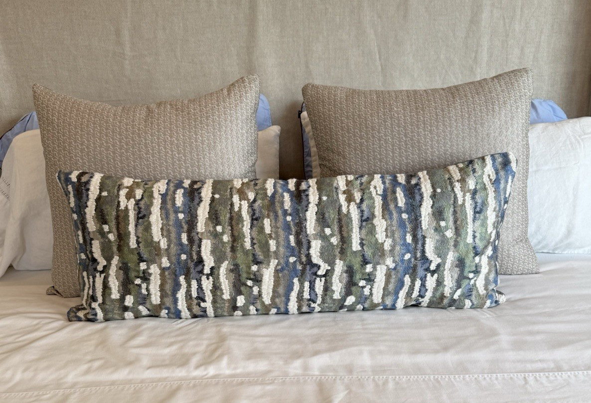 Donghia “Bark” 3D Embroidery Designer Lumbar Pillow 41” x 15.5” Schumacher Back