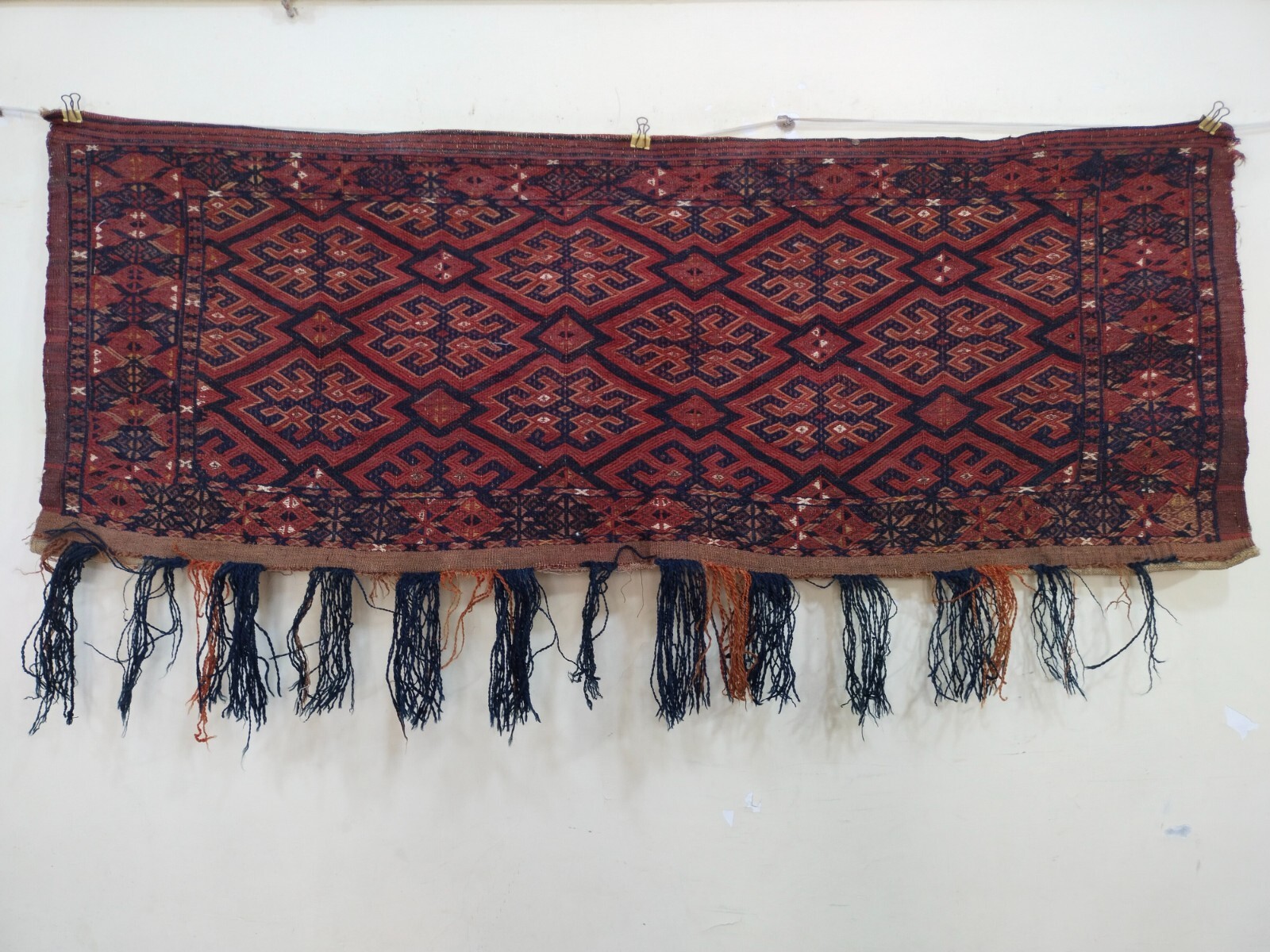 vintage Turkmen yomut flat weave torba rug hand woven t1519