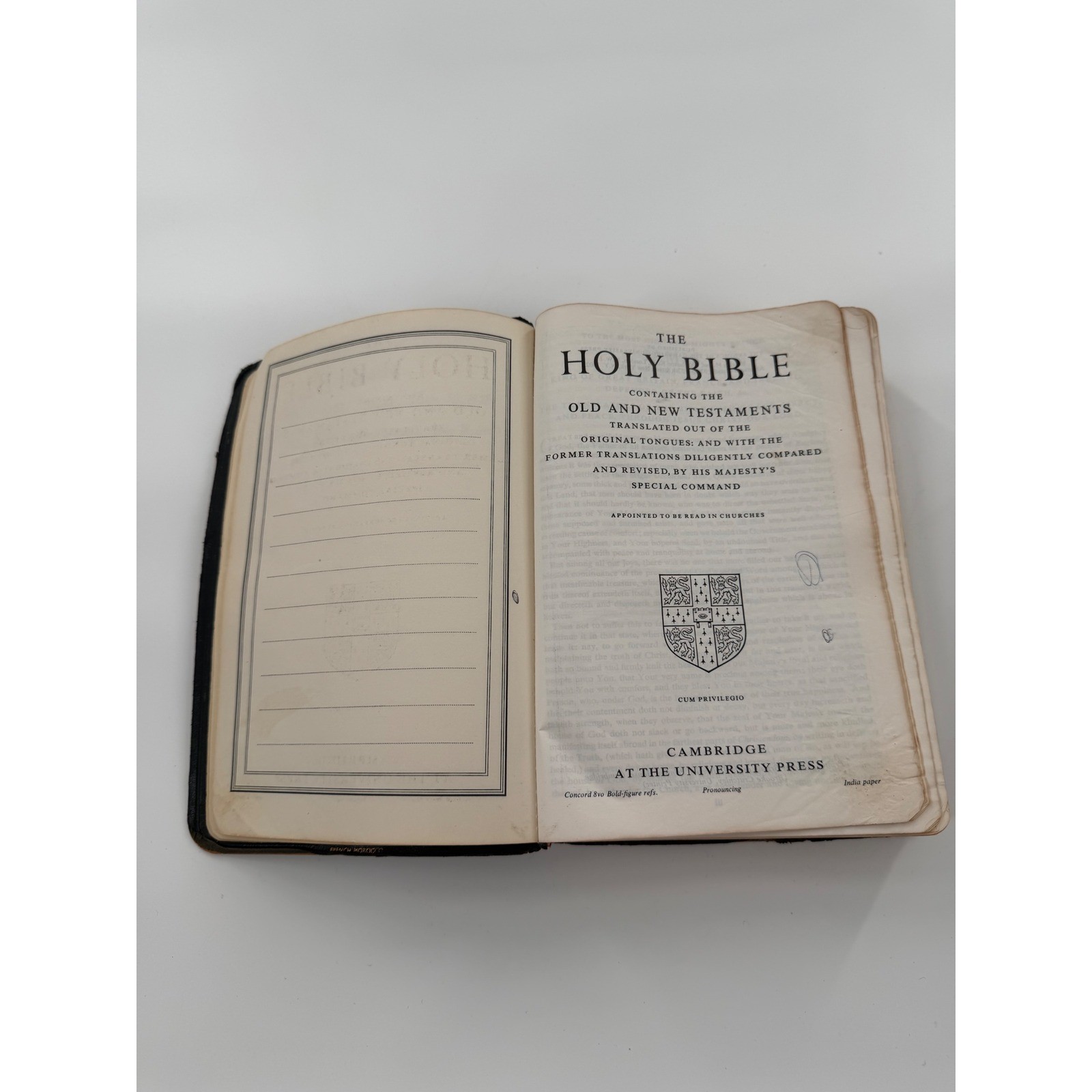 Vintage Cambridge KJV Bible French Morocco Leather India Paper Red Letter