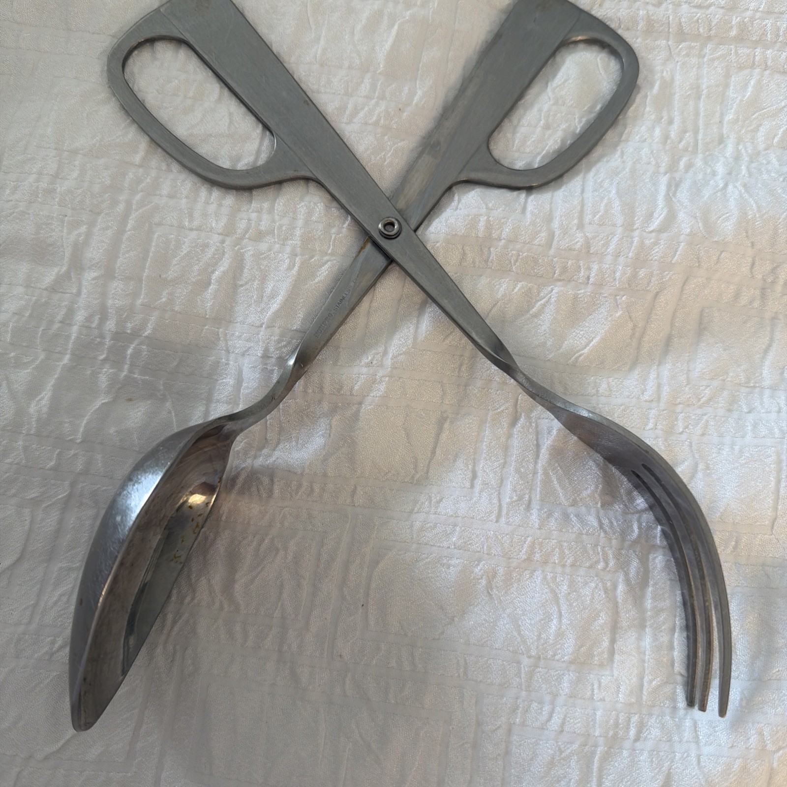 Vtg NORPRO Large Stainless Steel Salad Tong Spoon Fork Serving Mid Century Hinge Vtg NORPRO Large Stainless Steel Salad Tong Spoon Fork Serving Mid Century Hinge