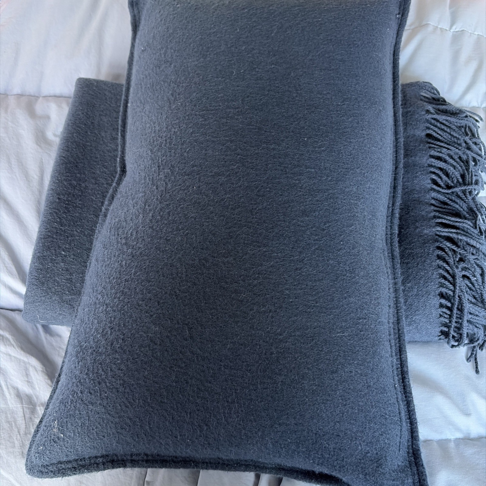Restoration Hardware 100% Cashmere Navy Blue Blanket And Pillow Restoration Hardware 100% Cashmere Navy Blue Blanket And Pillow