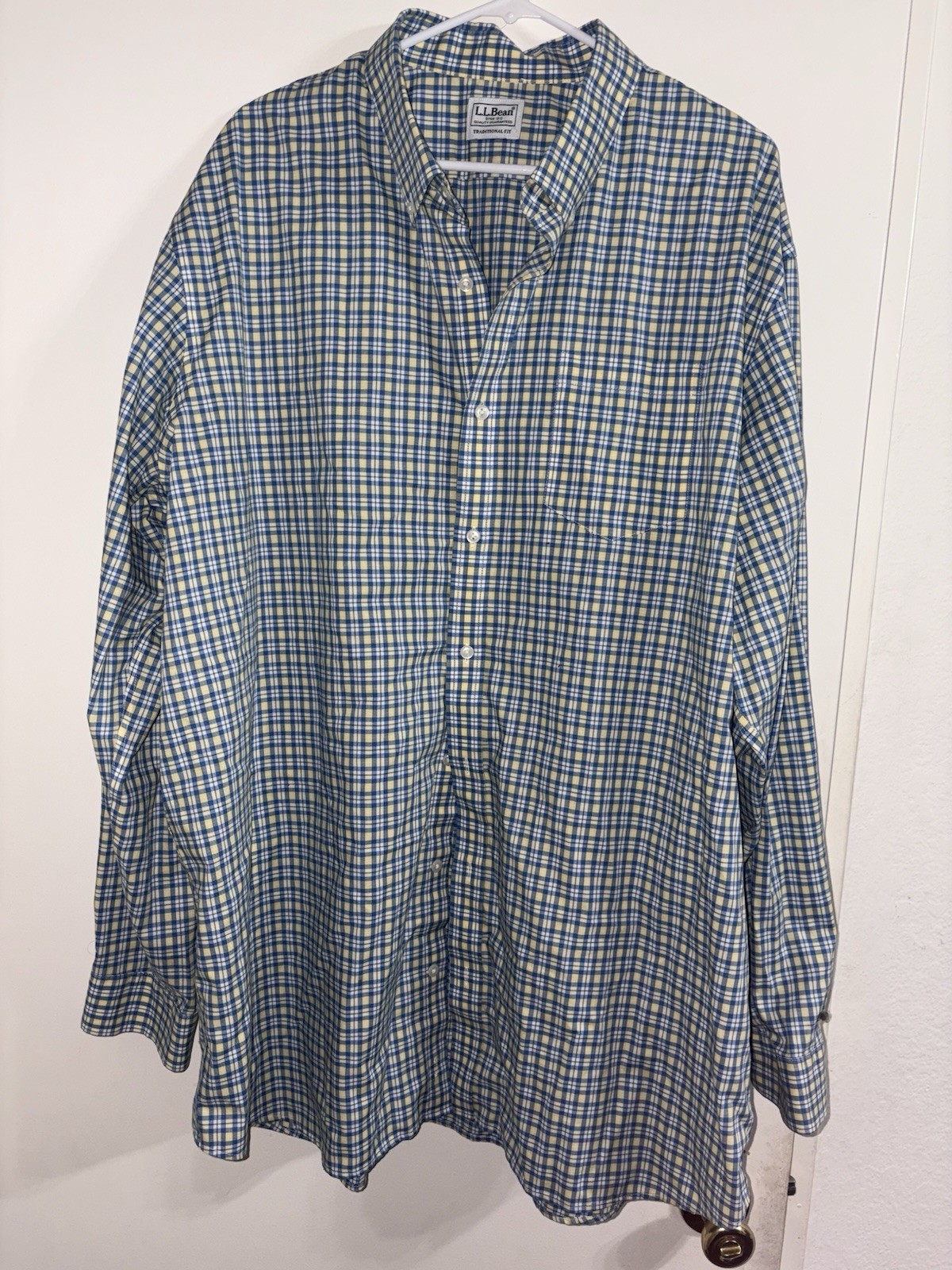 L.L Bean Traditional For Button Down Shirt Plaid Cotton Long Sleeve Size XXL Big