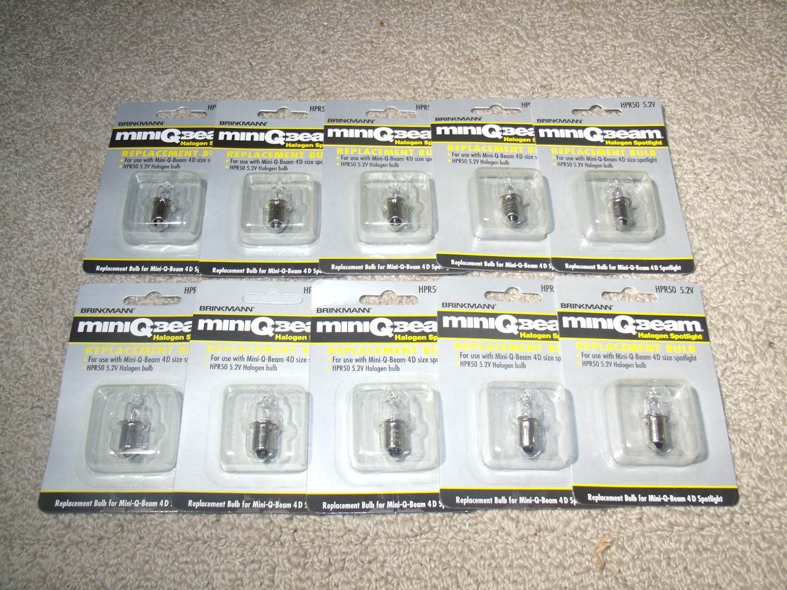 Lot of 10 Brinkmann HPR50 Mini-Q-Beam Spotlight Replacement 5.2V Halogen Bulbs