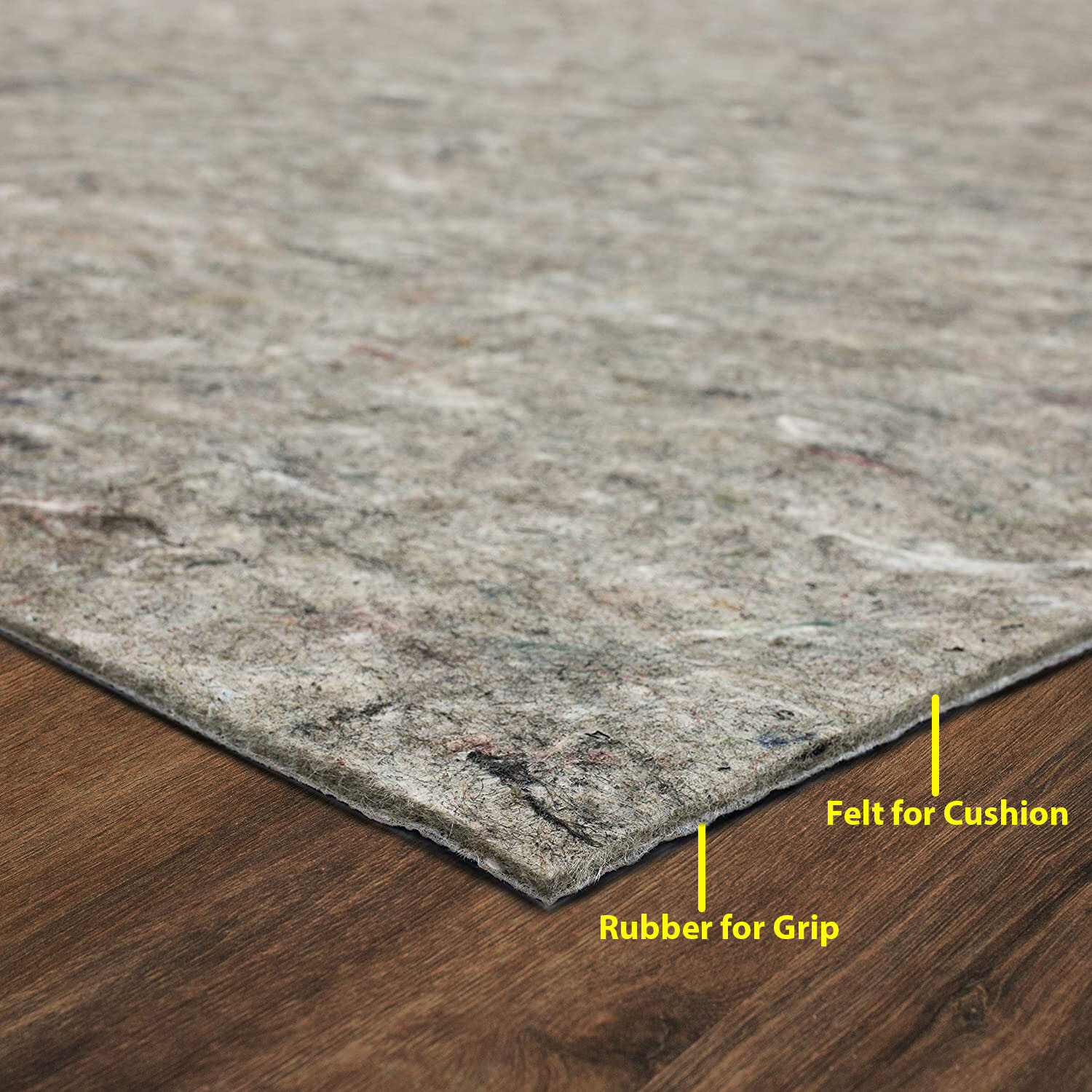 Made in USA Dual Surface - Felt & Rubber - Non-Slip Backing Rug Pad Carpet Pad
