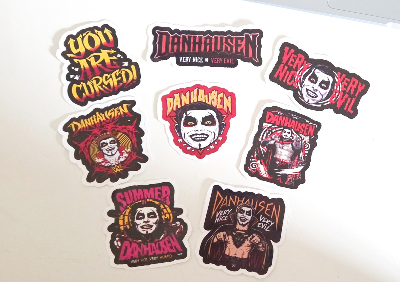 Danhausen Custom 8 Piece Sticker Set WWE AEW Very Evil Very Nice 