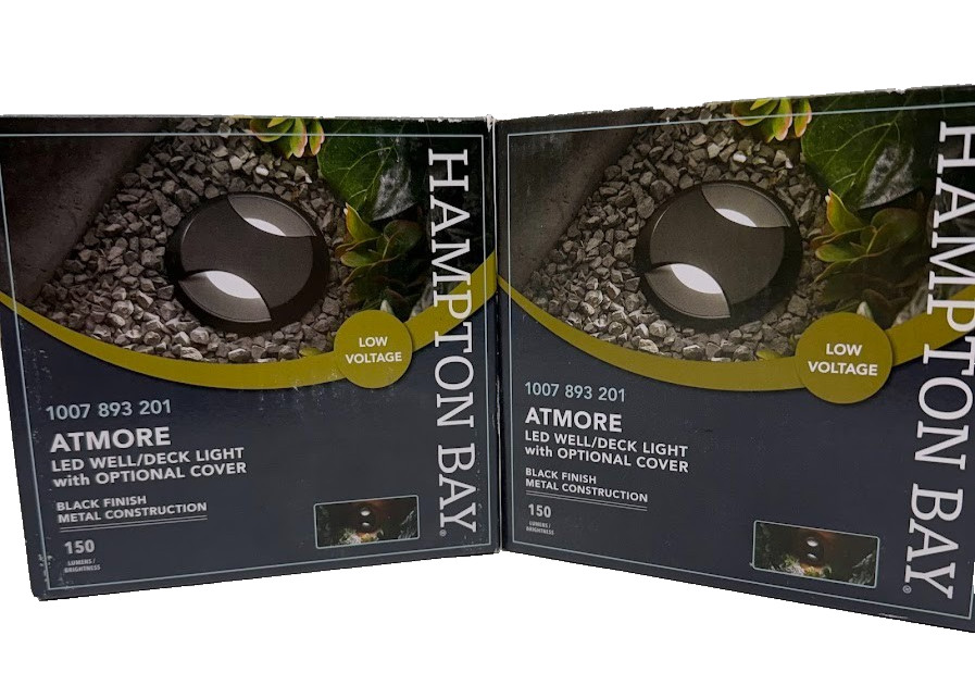 2 PACK Hampton Bay Atmore LED Outdoor In Ground Well/Deck Light Black Metal