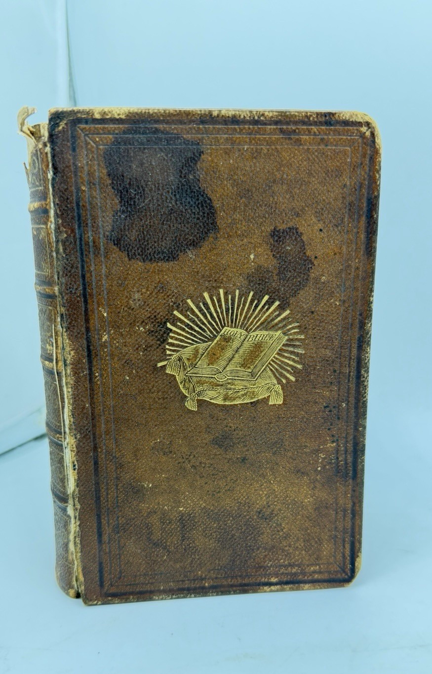 Polyglott Bible 1847 Old New Testament w Marginal Readings Leather Illus Maps