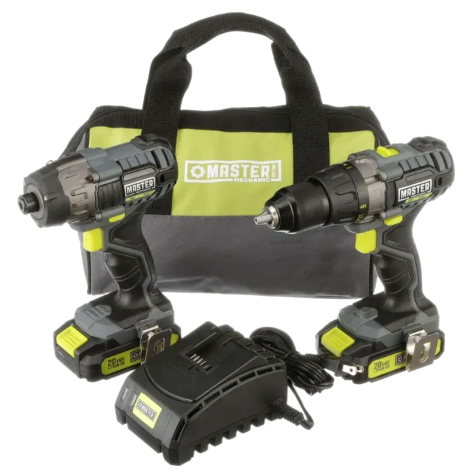Master Mechanic 20V Compact 1/2 Inch Drill And Impact Driver 2 Tool Cordless