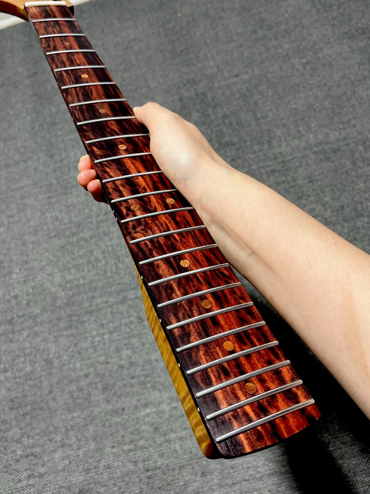 Stainless Reverse Rosewood 22Fret DIY Roasted Flame maple Electric guitar neck