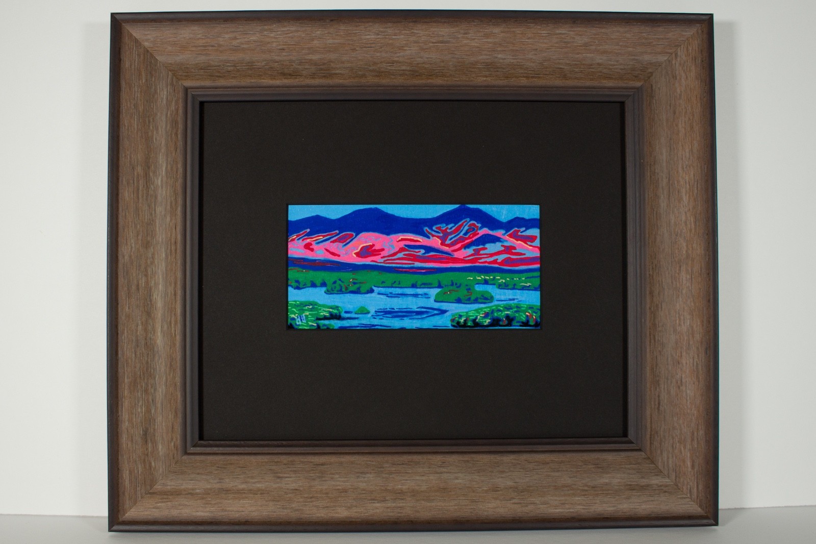 original painting museum glass framed art 8x10, Lake Winnipesaukee, small art