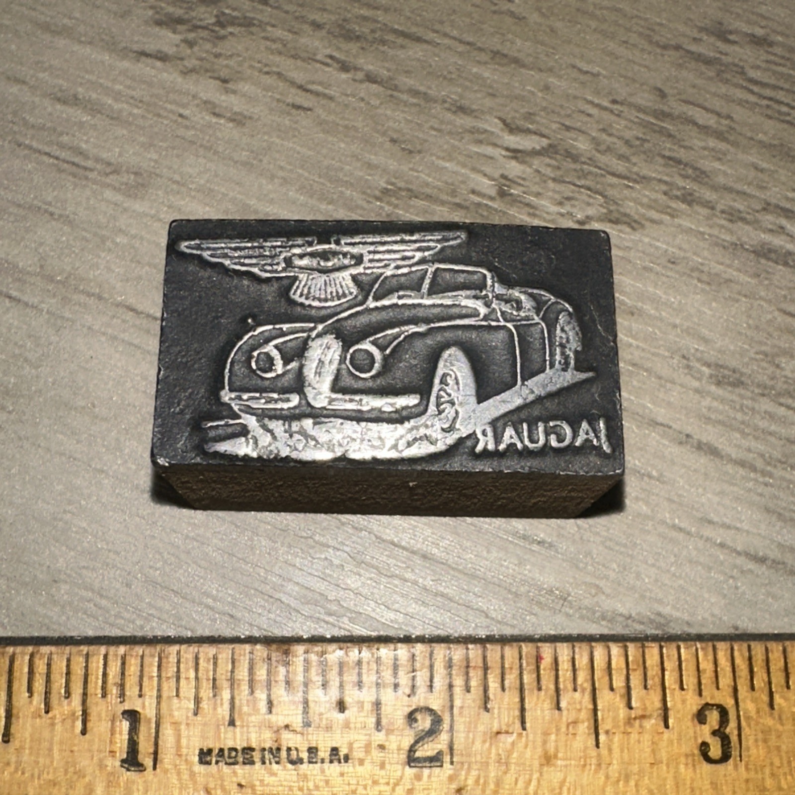 Printing Letterpress Print Block Jaguar Antique Car
