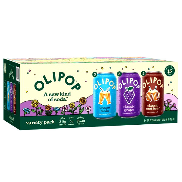 OLIPOP Soda Variety Pack 12 fl oz Cans 15 Pack 