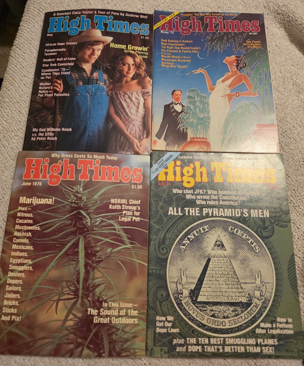 Vintage High Times Magazine Lot 1975–1976 Early Issues #3 #9 #10 #11