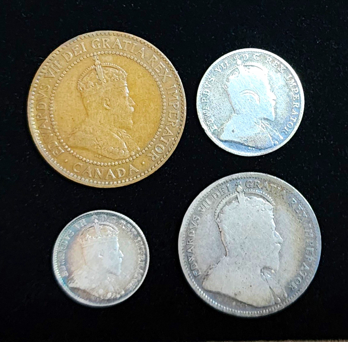 Canada Edward VII Mixed Coin Lot 1C 5C 10C 25C 1903-1909 Silver/Bronze