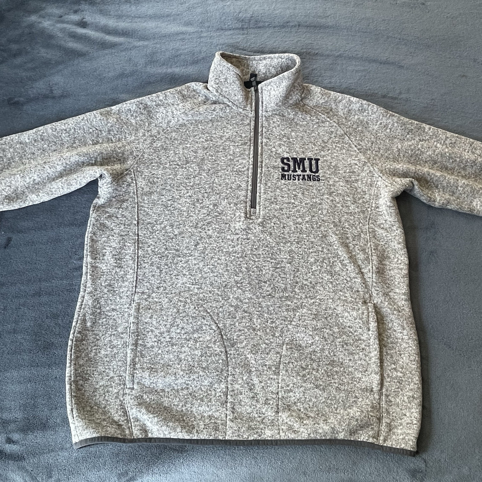 SMU Mustangs League Long Sleeve 1/4 Zip Gray Pullover XL