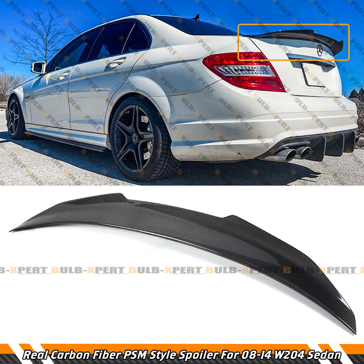FOR 2008-14 MERCEDES BENZ W204 C63 CARBON FIBER PSM HIGHKICK TRUNK SPOILER WING
