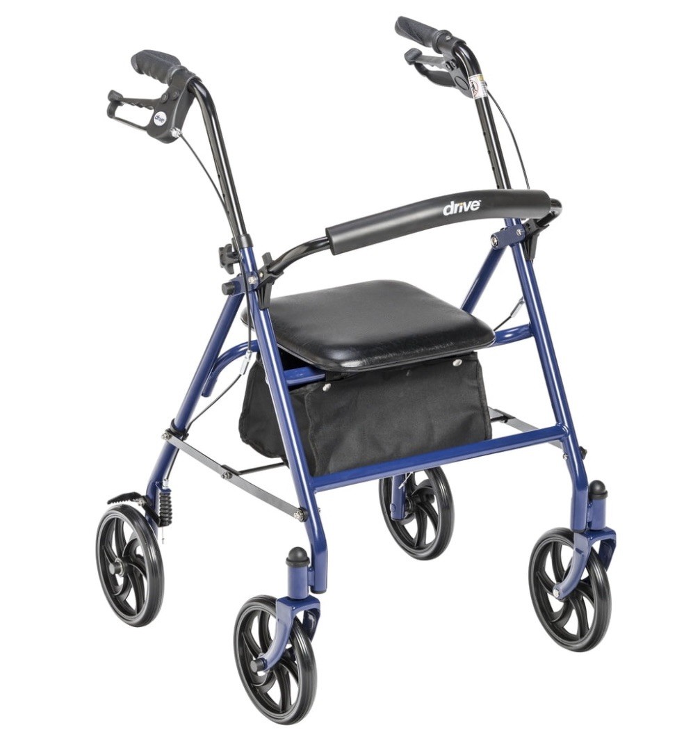 Drive Medical Rollator Walker with Seat - Stable 1 Count (Pack of 1), Blue Drive Medical Rollator Walker with Seat - Stable 1 Count (Pack of 1), Blue