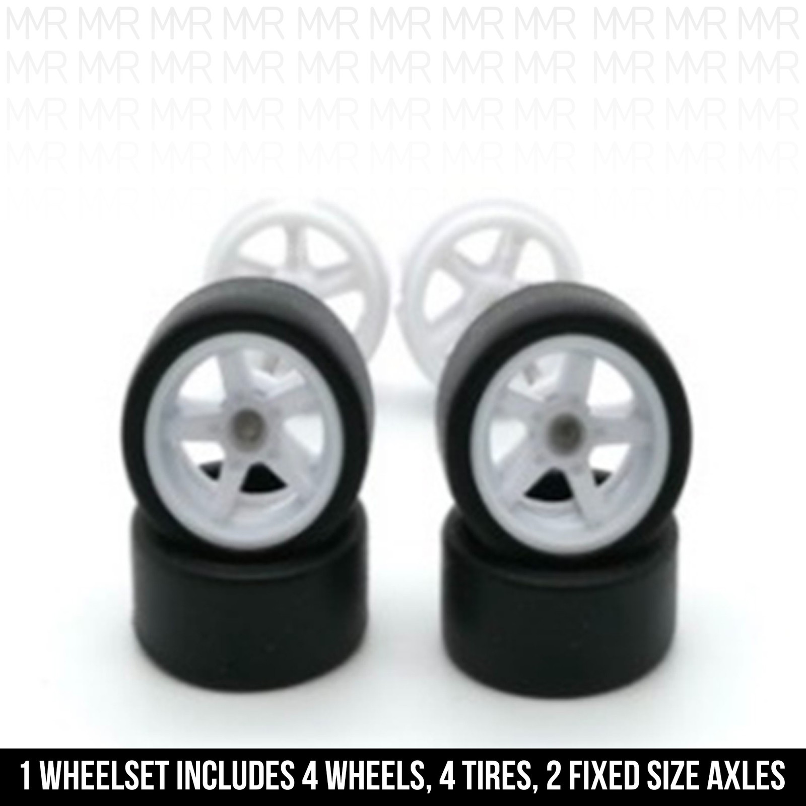 1/64 Scale 5 SPOKE v7 Real Rider Wheels Rims Rubber Tires Set for Hot
