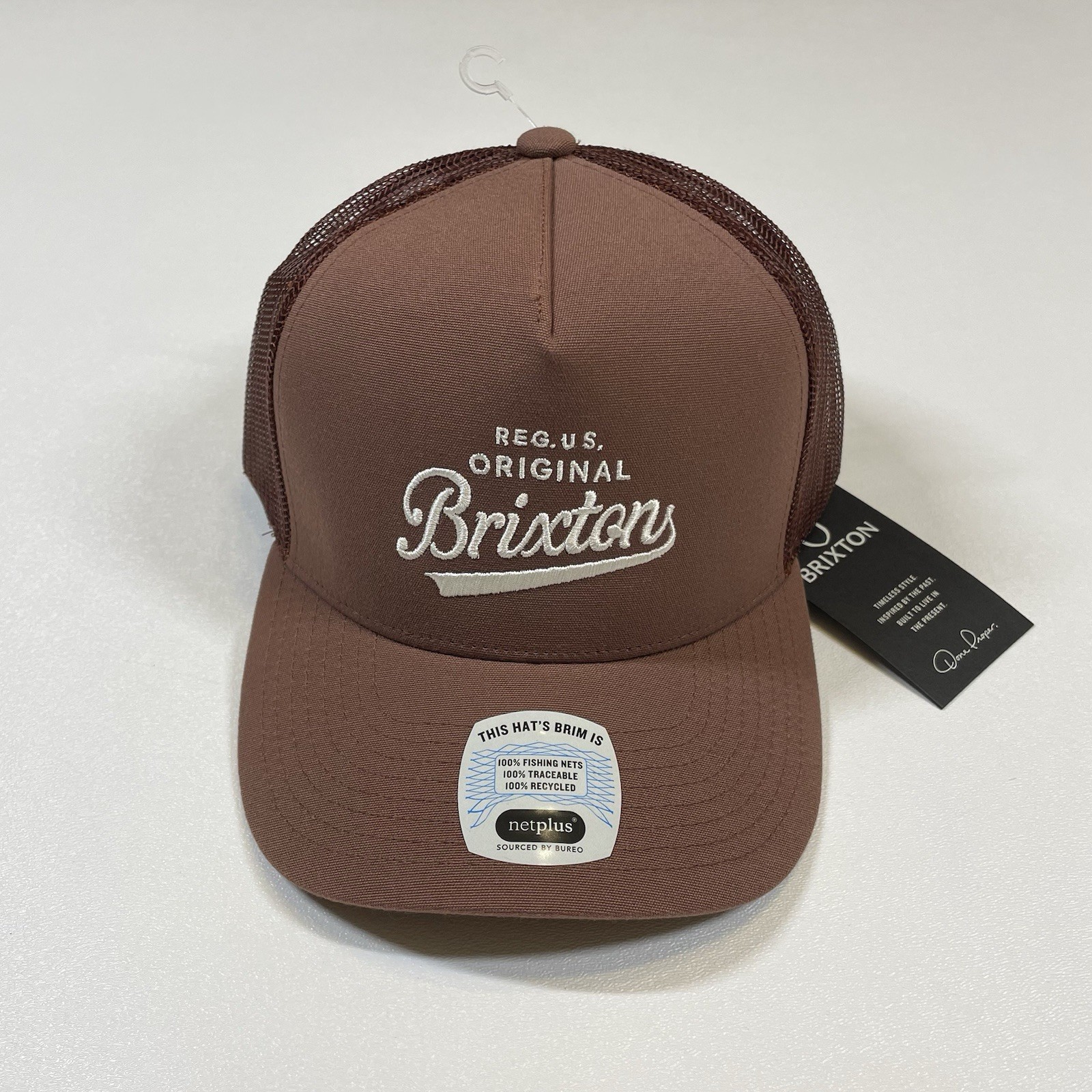 Brixton Trucker Hat Cap Men’s Brown Snapback Netplus Mesh NEW