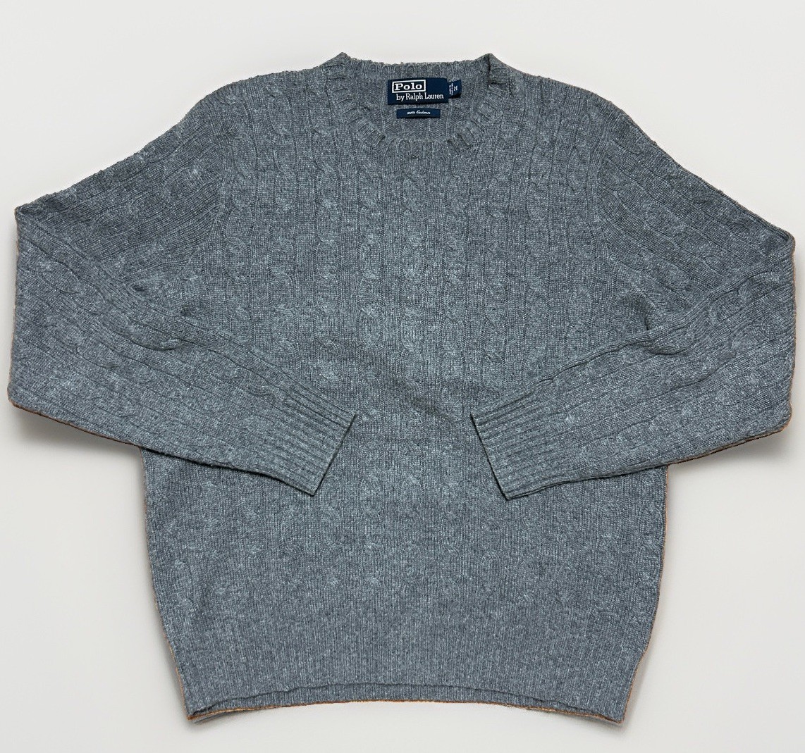 Vintage Polo Ralph Lauren Cashmere Sweater Mens Medium Gray Cable Knit Heritage Vintage Polo Ralph Lauren Cashmere Sweater Mens Medium Gray Cable Knit Heritage