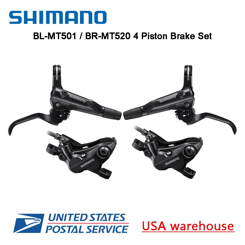 New SHIMANO Deore BR-MT520 BL-MT501 4-Piston Hydraulic Disc Brake Set F&R (OE)