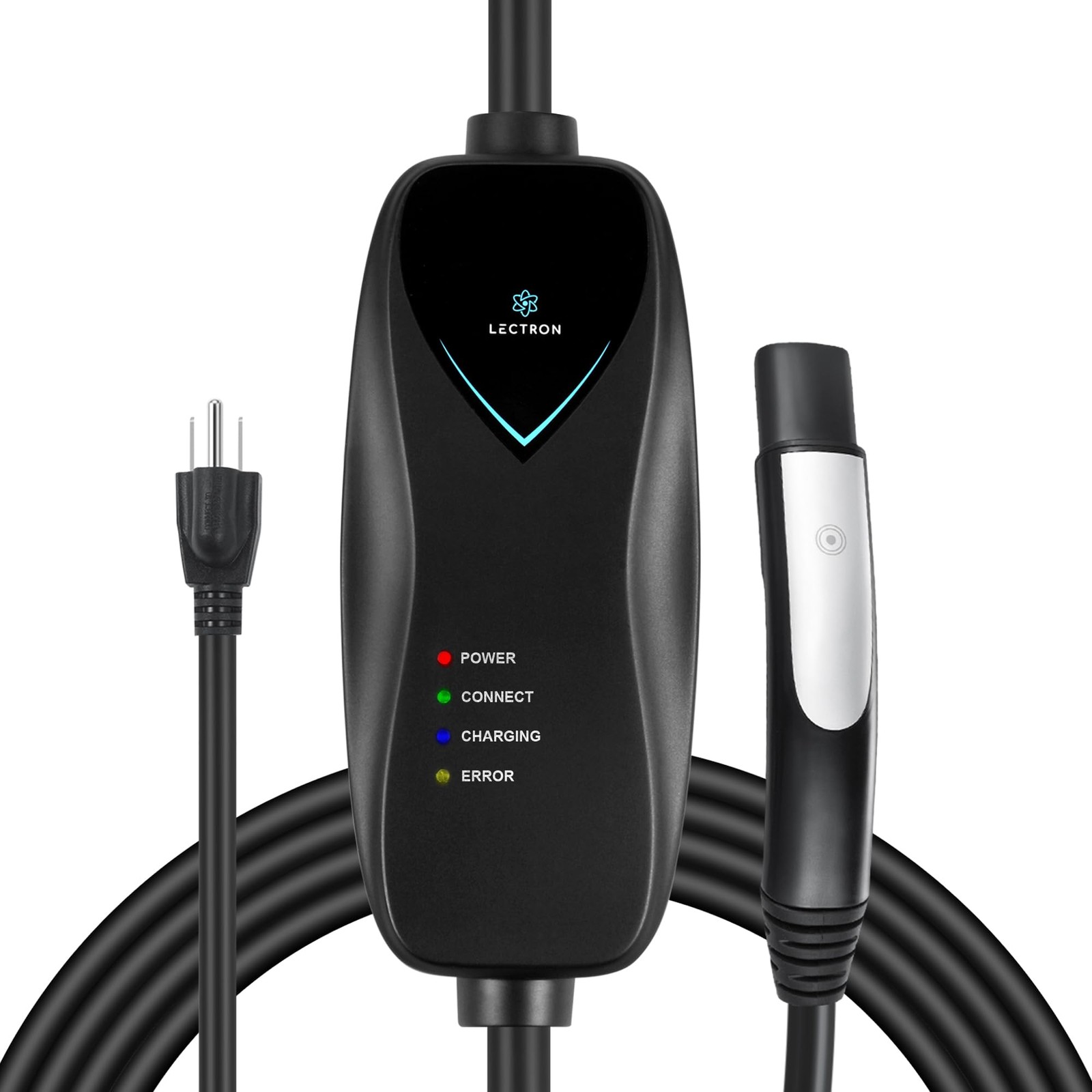 Lectron Level 1 Tesla Charger - 110V, 15A, NEMA 5-15 Plug, 16 ft Extension Cord