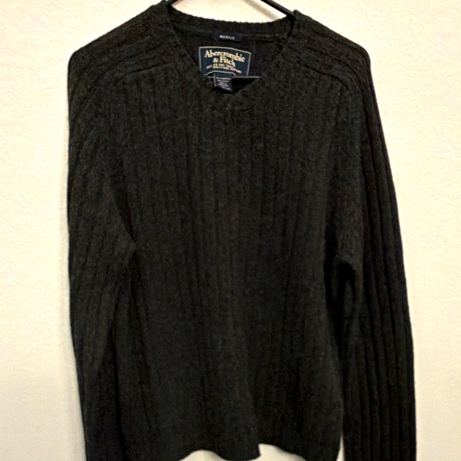 Abercrombie & Fitch Men\'s Muscle Fit Crewneck Knit Sweater Dark Grey L