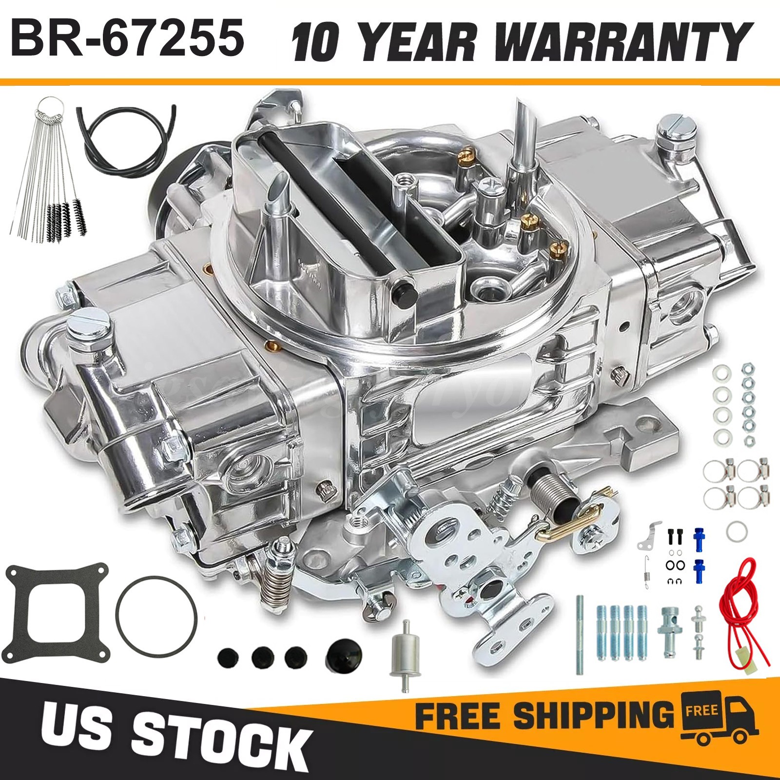 BR-67255 4 Barrel Double-Pumper Carburetor Electric Choke Fits 650 CFM Brawler