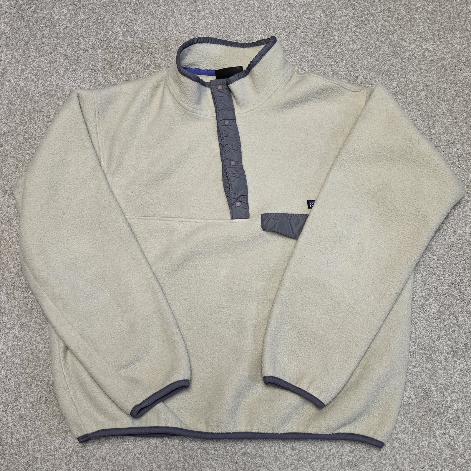 Vintage 80s Patagonia Synchilla Snap-T Fleece USA Made Large Oatmeal Gray
